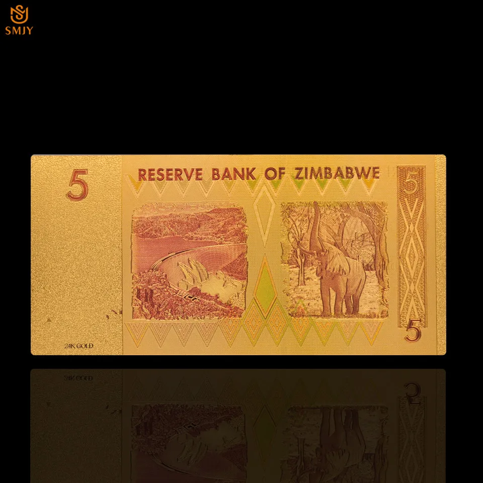 2018 валюта в Zimbabwe вийском стиле многоцветные 5 долларовые банкноты из золотой