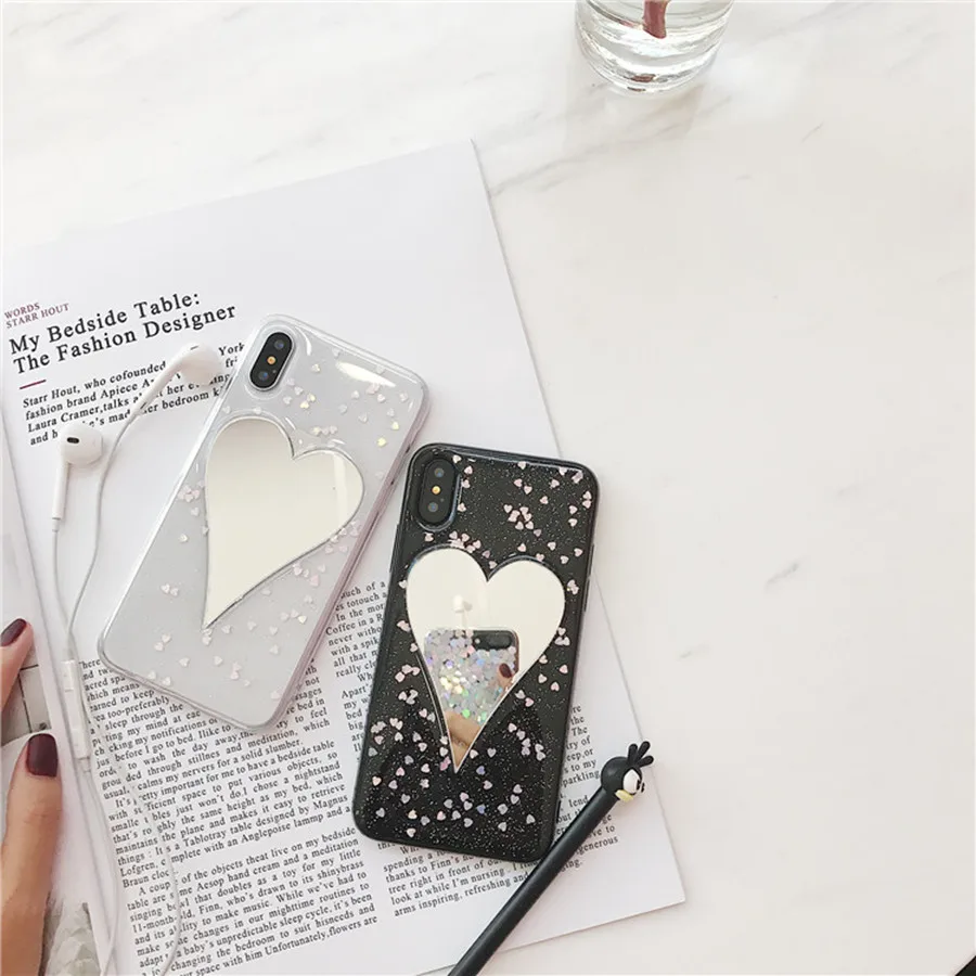 LANCASE блестящие чехлы для телефонов iPhone X Case зеркальный силиконовый прозрачный