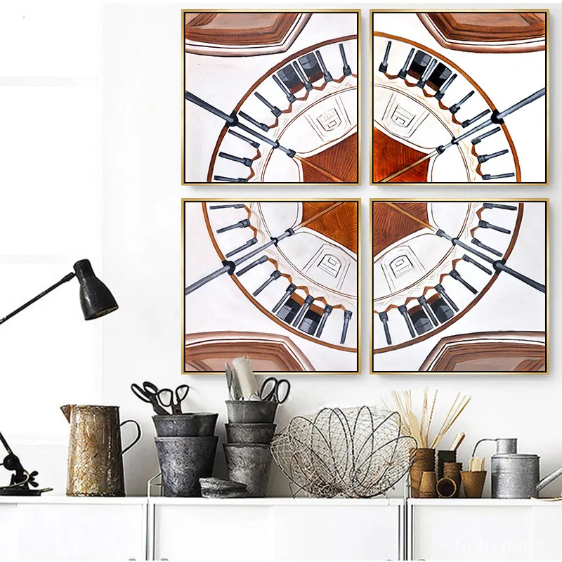 

Retro Round Abstract Canvas Paintings Wall Art Posters Prints Art Vintage Wall Pictures for Living Room Home Decorations