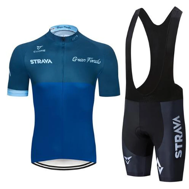 Мужская велосипедная майка Strava Team синяя с гелевыми вставками шорты для