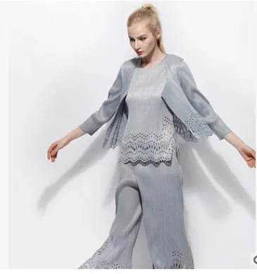 Miyake fold/осенний комплект из трех предметов плиссированное пальто с рукавом три
