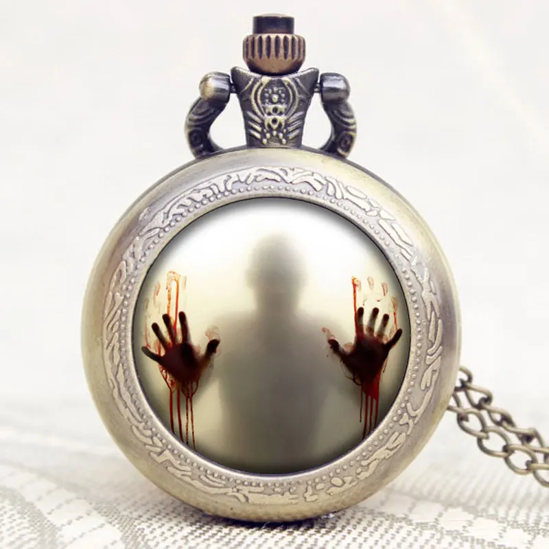 

The Walking Dead Souvenir Pocket Watch Scary Hands Pattern Watches Gift for The Walking Dead Fans