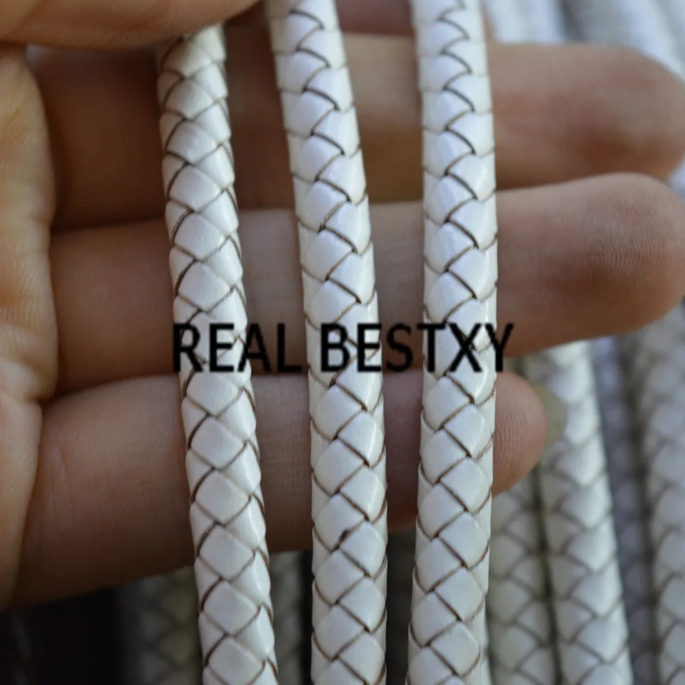 Настоящее BESTXY 5 м/лот 6 мм Белый Плетеный кожаный шнур веревка подходит для