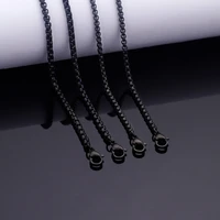 2 53mm black round box chain necklace for men stainless steel mens link necklace fashion jewelry wholesale free ship