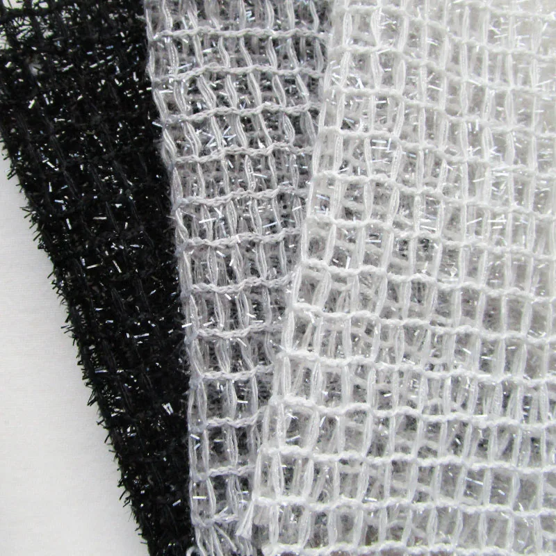 

1PC fashion cosplay apparel balck mesh fabric stage dancewear plaid white net fabric party dress handmade diy scarf sewing cloth