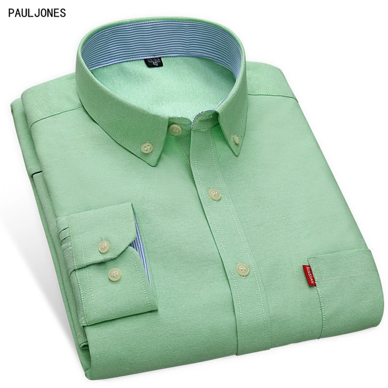 Мужские однотонные рубашки PAULJONES облегающие повседневные дизайнерские на