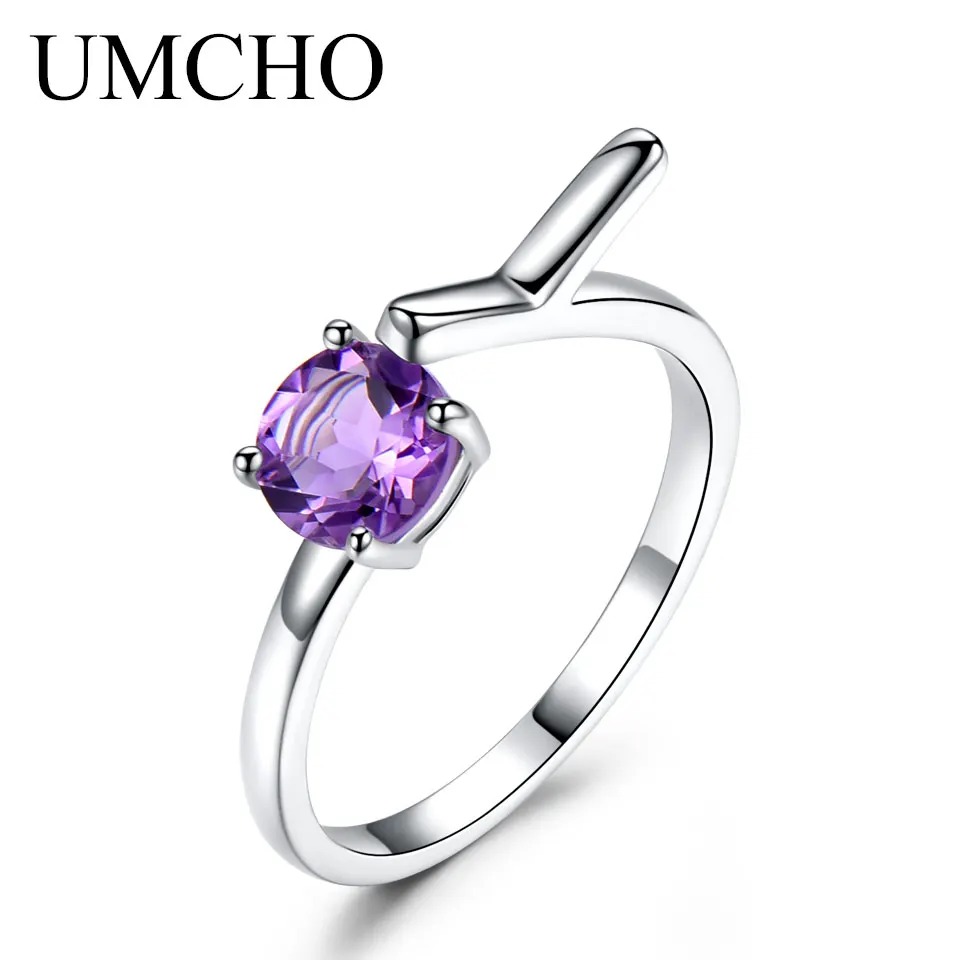 UMCHO серебро 925 ювелирные изделия натуральный аметистовый драгоченный камень