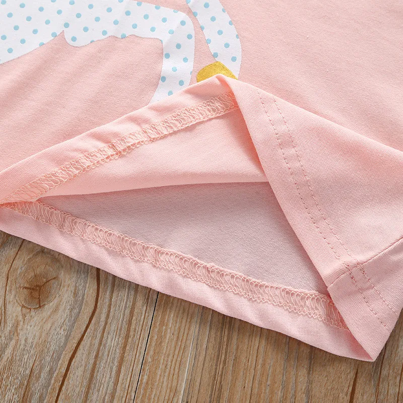 Детское длинное Хлопковое платье-футболка с коротким рукавом | Детская одежда и