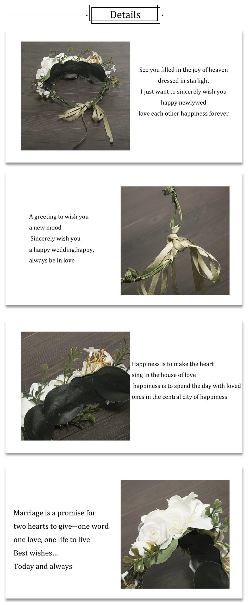 MOLANS Adjustable Flower Crown Ribbon Women Wedding Accessories Handmade Headpiece Lady's Hair Garland For Art Photography