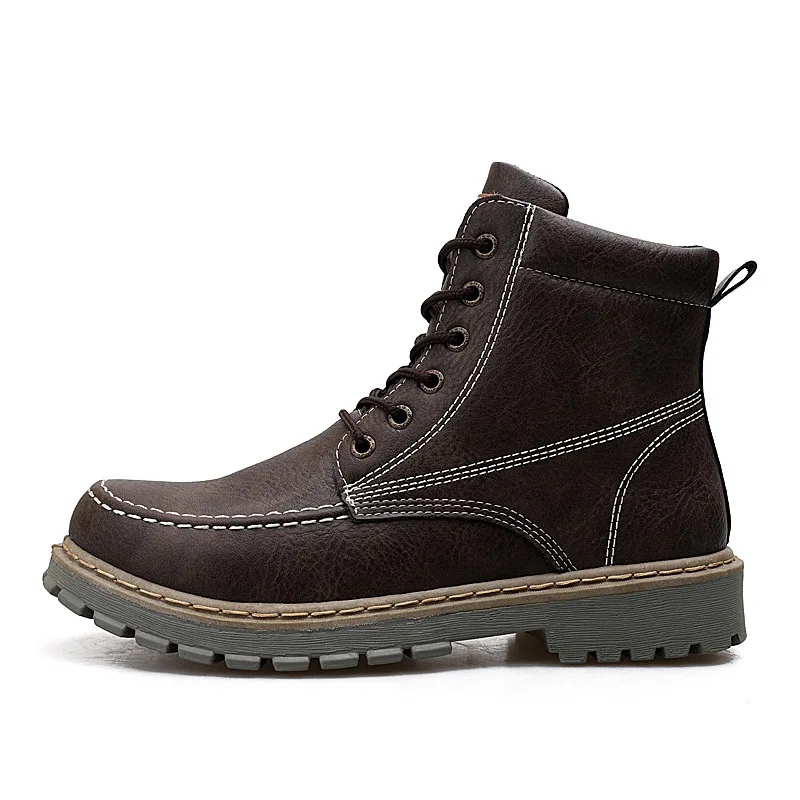 Брендовые мужские ботинки Martens; кожаная зимняя теплая обувь; мужские мотоциклетные ботильоны; doc martins; осенние мужские оксфорды - Цвет: 2