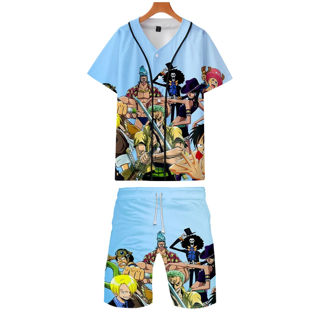 

One Piece 3D Printed Two Piece Set Fashion Summer Baseball T-shirts+Trendy Shorts 2019 Hot Sale Harajuku Streetwear Clothes