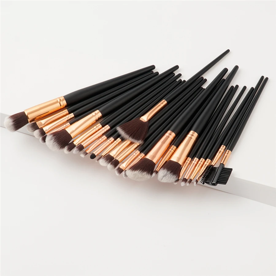 Набор кистей для макияжа 24 шт. классическая черная ручка розовое золото