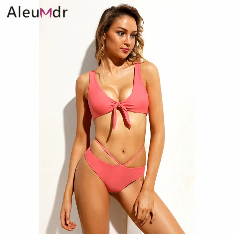 Aleumdr Sexy Bikini Set 2018 Summer Beach Women Black Brazilian Tied Swimsuit Swimwear LC410631 Traje De Bano Mujer |