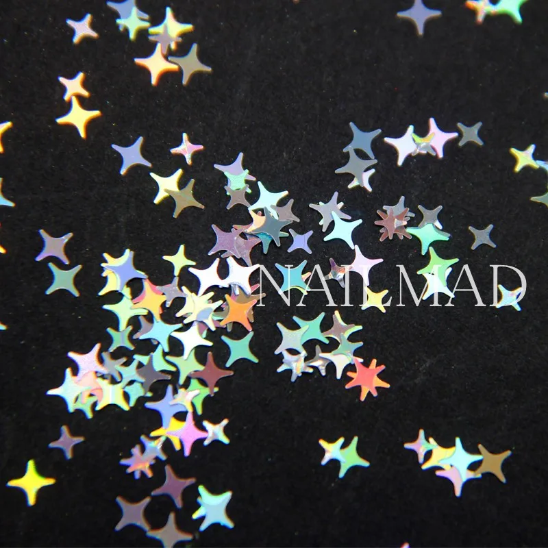 3 мл/коробка NailMAD Cross Star Glittes Holo Четырехугольная Звезда Блеск для ногтей смешивает ногти голографические блестки для дизайна ногтей украшения