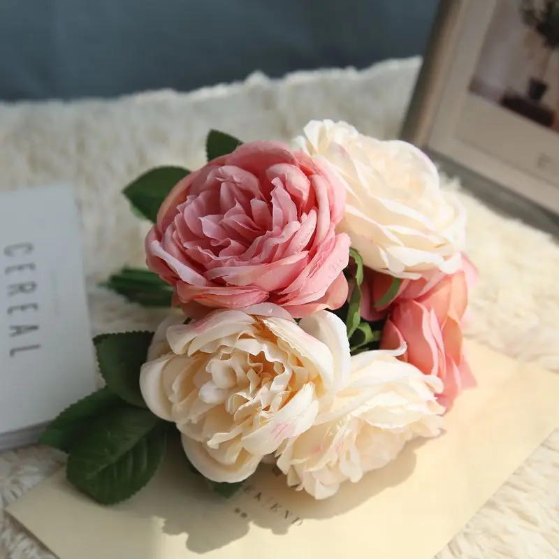 2018 новый искусственные цветы розы 1 Букет Красочный Шелковый цветок Home Decor для