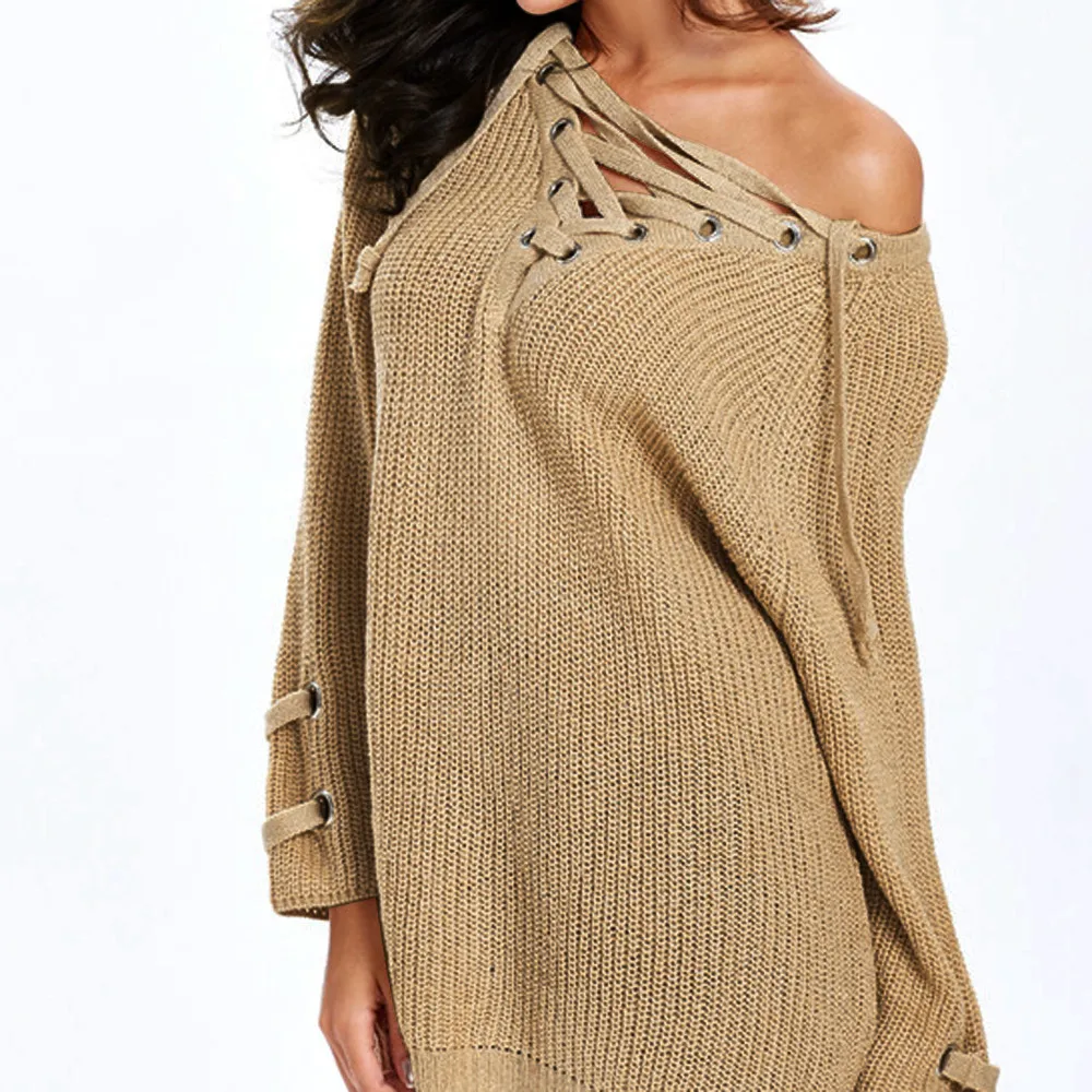 Pull Femme Hiver Dames новый женский модный однотонный топ с длинным рукавом вязаный