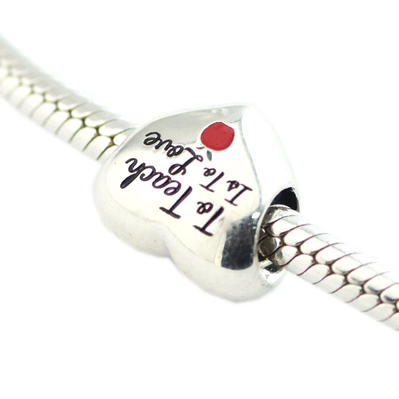 CKK Silver 925 Jewelry Fits Pandora Bracelets To Teach is to Love Charm Original Sterling Beads | Украшения и аксессуары
