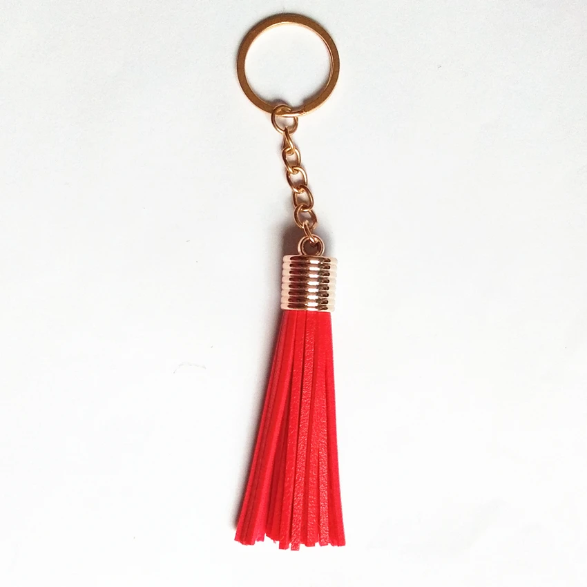 12pcs Mini Pu Leather Tassels Key Chain Women Simple Tassel Keychain Bag Pendant Rose Gold Color Cap Car Holder Jewelry | Украшения и