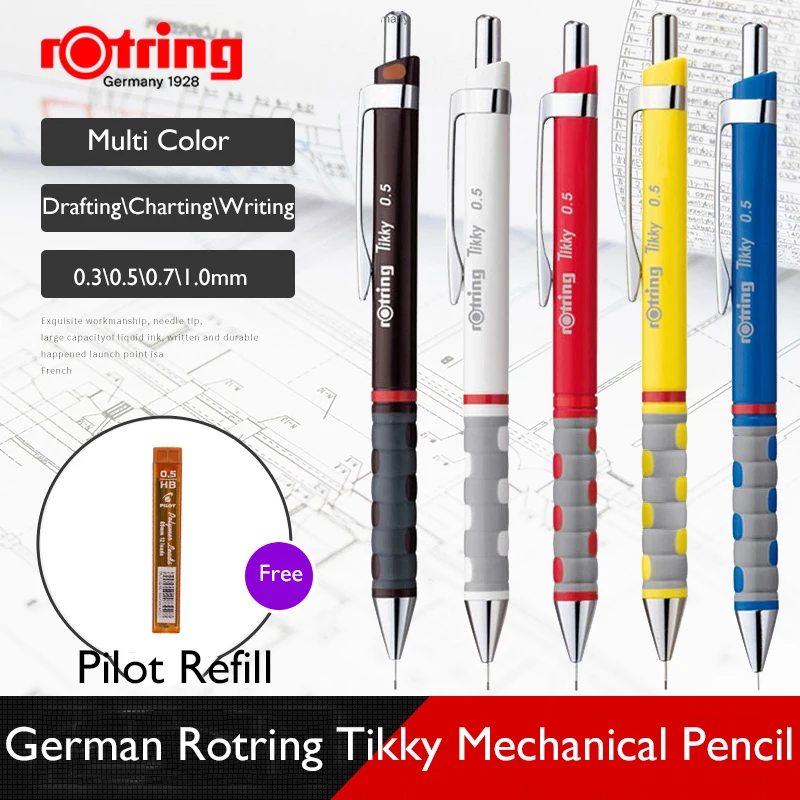 Механический карандаш Rotring Tikky 0 35 мм/0 5 7 мм/1 мм школьные графитовые чертежные