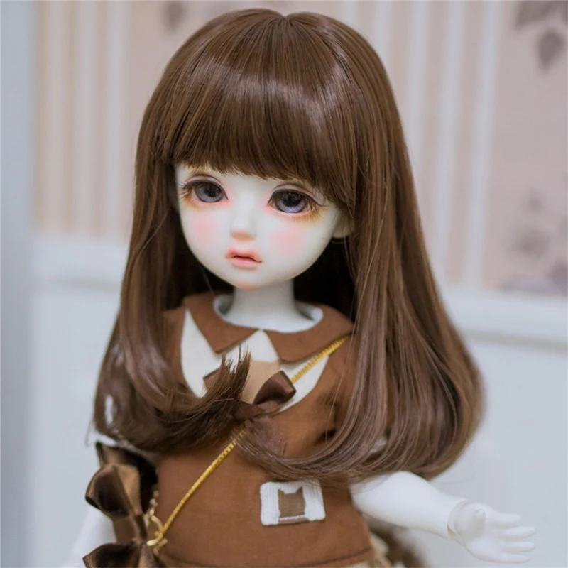 

Allaosify Accessories Pear Flower Head Long Hair At The End Of Slightly Curled Neat Bangs 1/3 1/4 BJD Wig