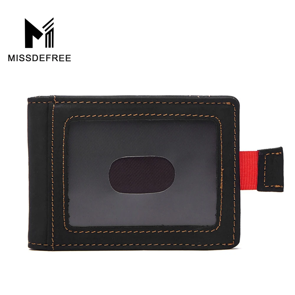 RFID Блокирование Мужские Кожаные Deluxe Весна Зажим Для Денег ID Держатель Кошелек