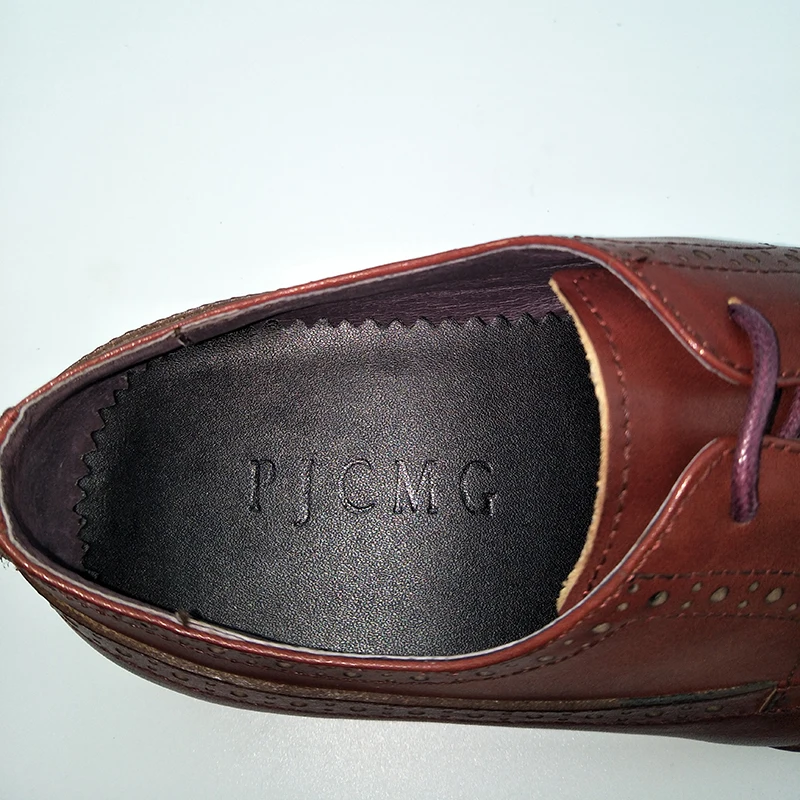 PJCMG New Fashion Men's Carved Genuine Leather Brogue Oxford Bullock Flats Vintage Lace Up Casual Business Gentle Dress Shoes | Обувь