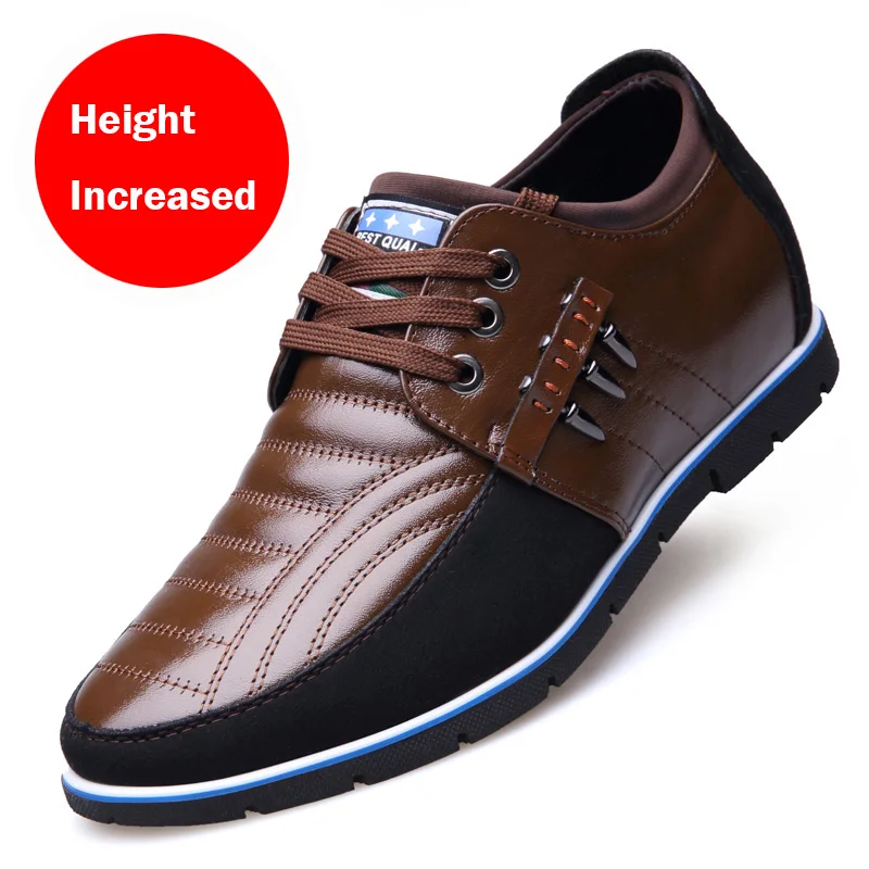 Brown Elevator Shoes Misawla/Новинка; весенняя обувь, увеличивающая рост; Мужская обувь из натуральной кожи; брендовая черная Молодежная Обувь На Шнуровке; высокое качество; обувь для вождения; Hombre - Цвет: Brown Elevator Shoes