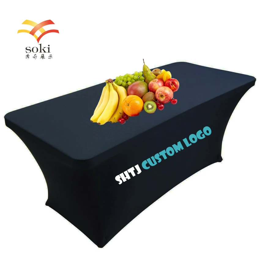 

Free Shipping 6ft outdoor rectangle stretch trade show table cover table clothes custom tablecloth print your picture photo log