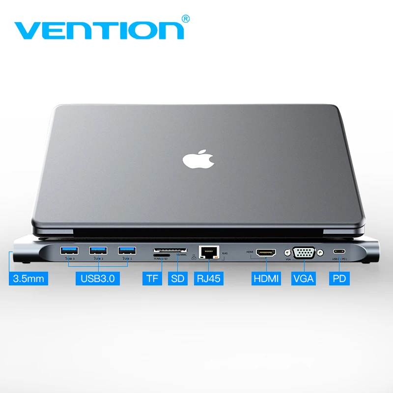 Адаптер Vention USB C для Macbook Type HDMI конвертер 3 0 концентратор SD/TF кардридер PD RJ45 Thunderbolt