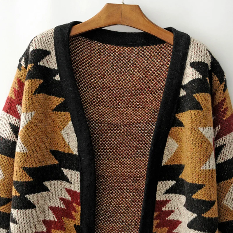 Женский Длинный свободный кардиган с V-образным вырезом и длинным рукавом |