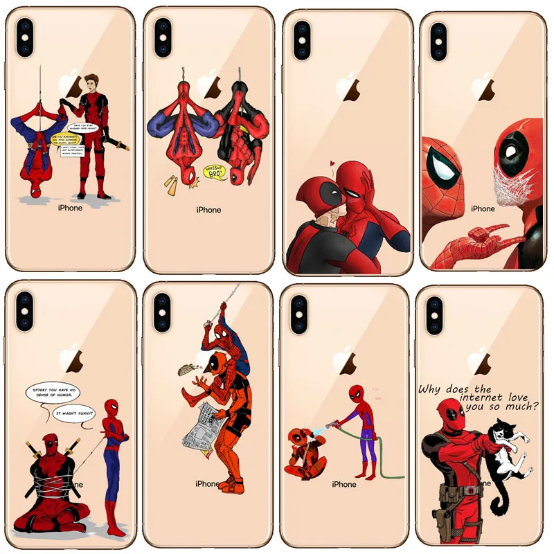 Супер классный Мягкий силиконовый чехол для телефона Marvel Deadpool Super Hero iPhone 7 7Plus 8 8Plus