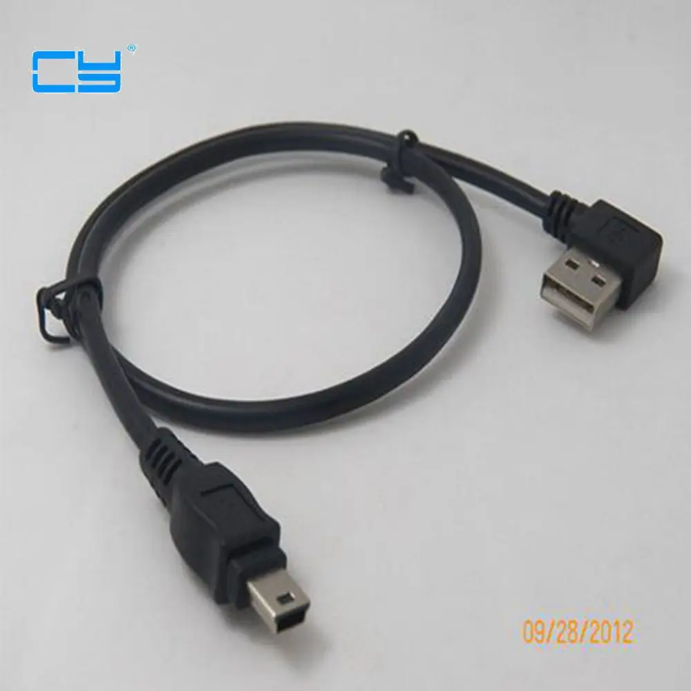 50 см Прямоугольный 90 градусов USB 2 0 штекер для Mini 5pin со штепселем передачи данных и