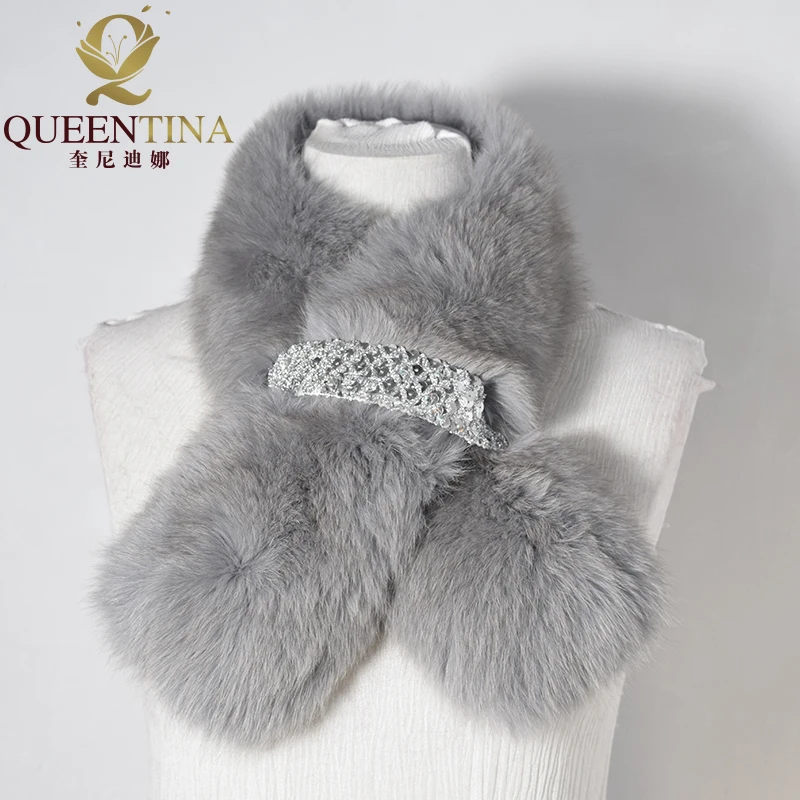 100% воротник из натурального меха роскошный Лисий мех кольцо ошейник шарф женский