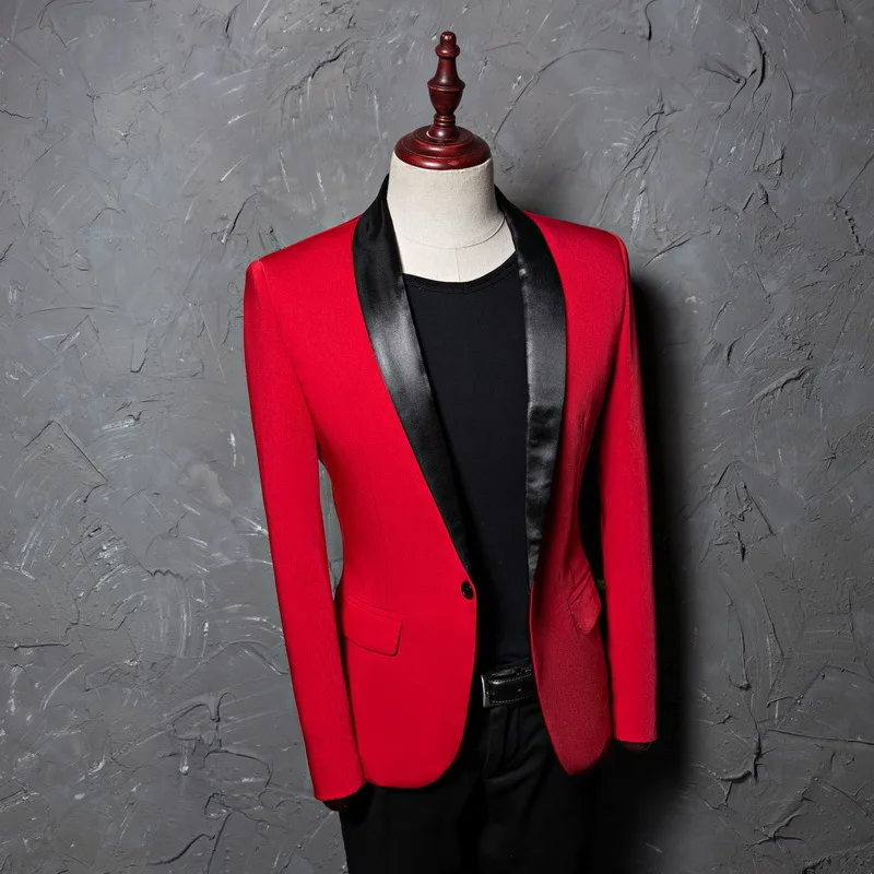 Мужская Красная приталенная куртка с воротником-шалью модель 2018 года | одежда