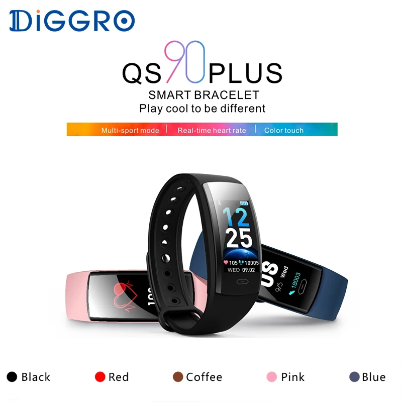 Смарт браслет Diggro QS90 PLUS цветной сенсорный фитнес трекер IP67 для Android IOS