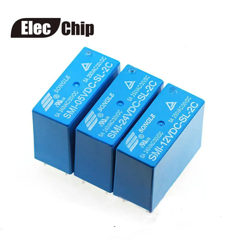 5 шт. Мощность реле SMI-05VDC-SL-2C SMI-12VDC-SL-2C SMI-24VDC-SL-2C 5 В, 12 В, 24 В постоянного тока, 5A/250VAC/30VDC 8pin