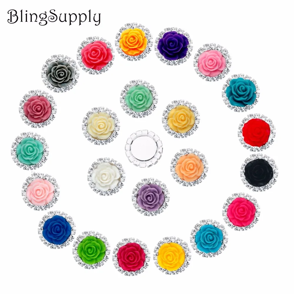 Розовые стразы на кнопках 20 мм разноцветные 10 шт./лот (BTN 5397)|rhinestone buttons|button
