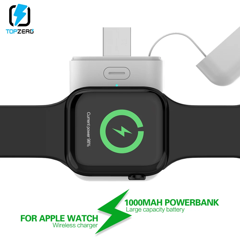 1000 мАч, беспроводное зарядное устройство, внешний аккумулятор для Apple Watch 1, 2, 3, 4, мини внешний аккумулятор для iWatch 1, 2, 3, 4, внешний аккумулятор, зарядный чехол USB