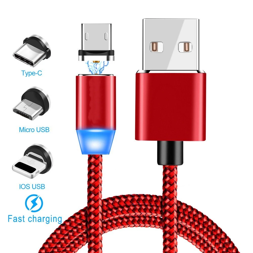 Светодиодный магнитный usb-кабель для iPhone X Xr Xs Max Micro USB кабель type-c быстрый