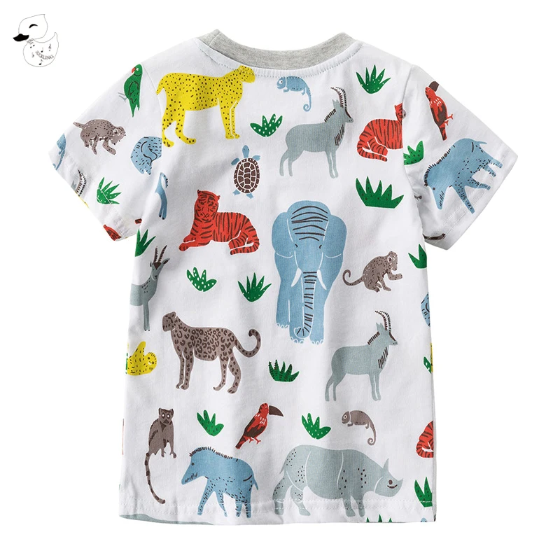 BINIDUCKLING Toddler Kids Clothes Sets Animal Printed T-shirts Shorts Summer Basic Cotton Boy Outfits Children's Clothing | Детская