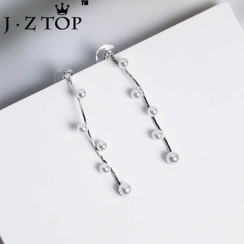 JZTOP Брендовые женские серьги с кристаллами и кисточками имитация жемчуга длинные