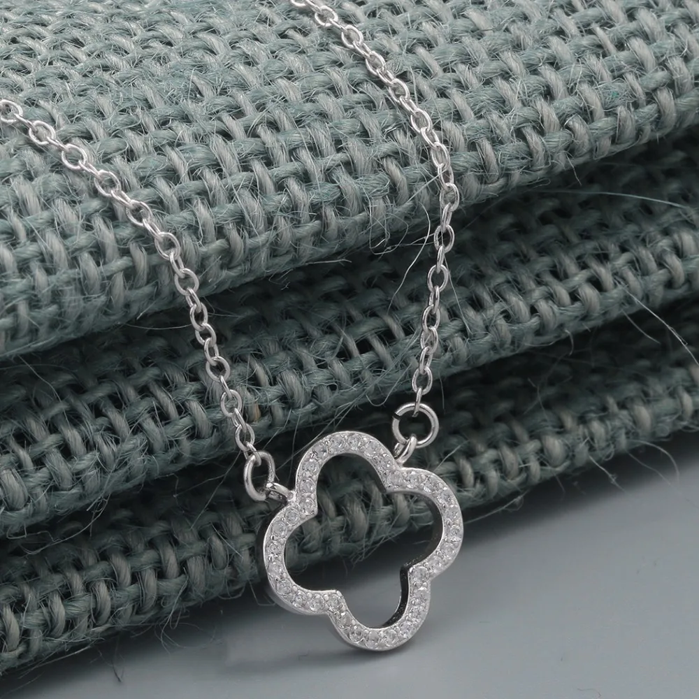 Kinitial Шарм Four Leaf Clover цветок Подвески Цепочки и ожерелья s цепочка Серебряные