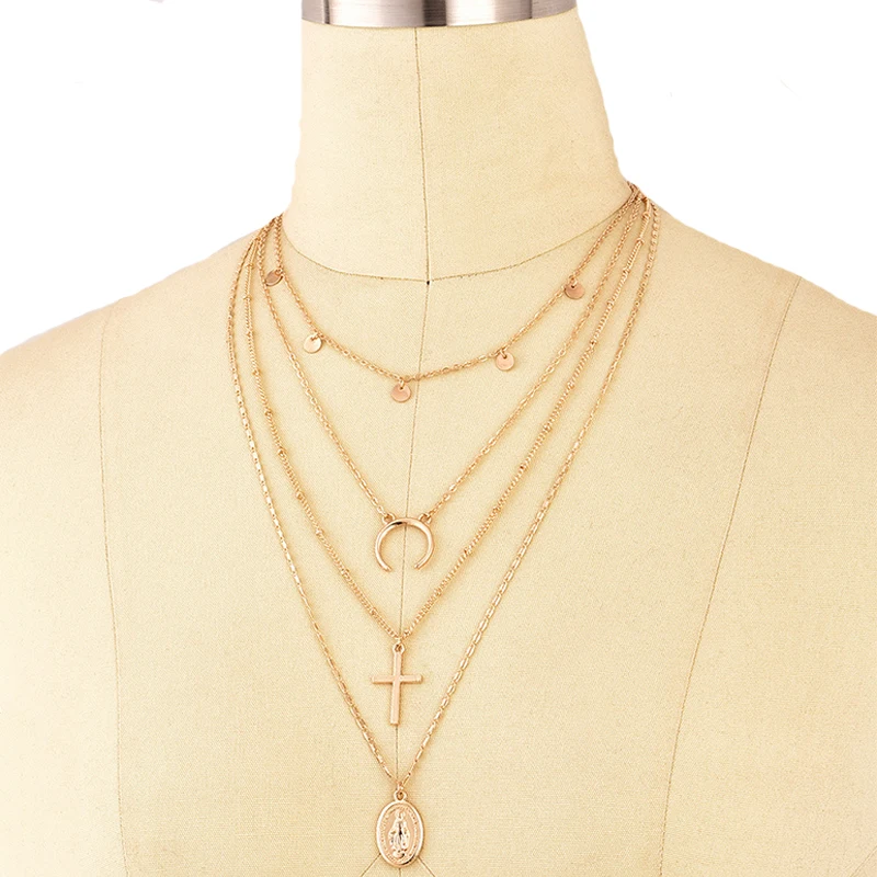 4 шт./компл. женские ожерелья старинные ювелирные изделия Девы Марии золотой