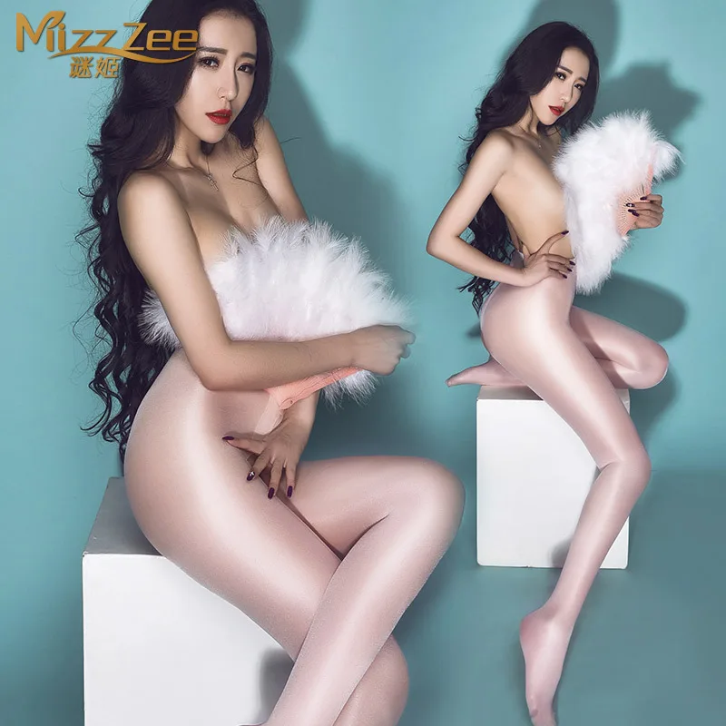 Чулки женские блестящие с высокой талией эффектом 3D леггинсы сексуальное нижнее