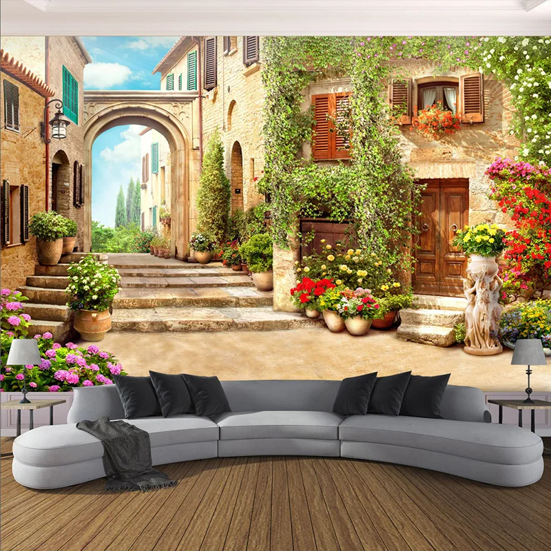 

3D Wallpaper European Town Street Background Wall Mural Living Room Bedroom Home Decor Wall Paper For Walls 3 D Papel De Parede