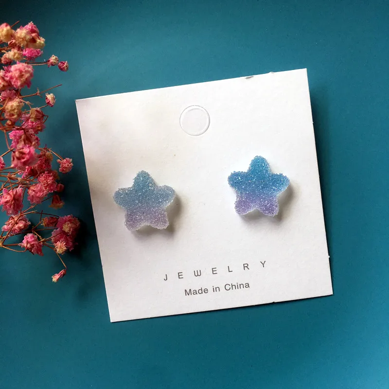 Прекрасный Смола вышивка звёздочки или бриллианты желе серьги гвоздики для