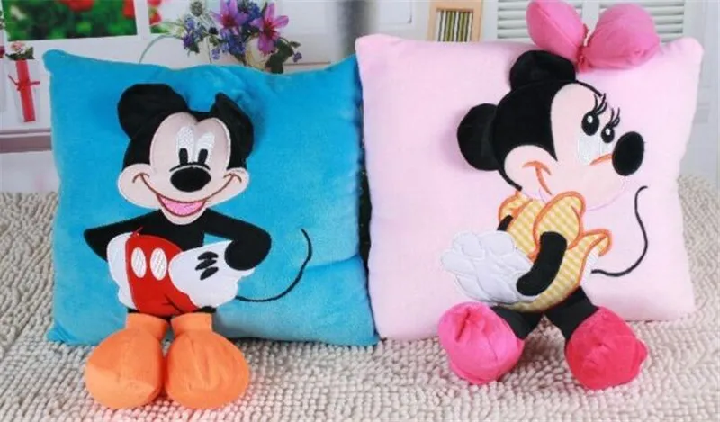 1 шт. 35 см 3D Микки Маус и Минни Маус плюшевая подушка Kawaii Микки и Минни мягкие Подарки для девочек/детей