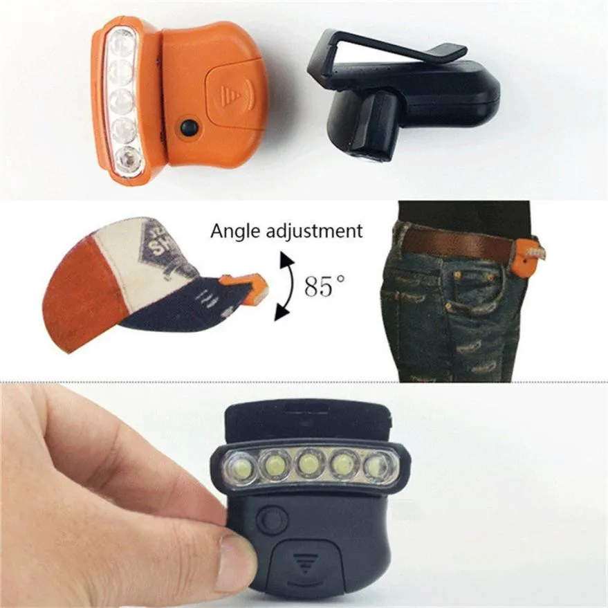 Мини Портативный 5LED головной убор с зажимом для козырьков светильник на голову