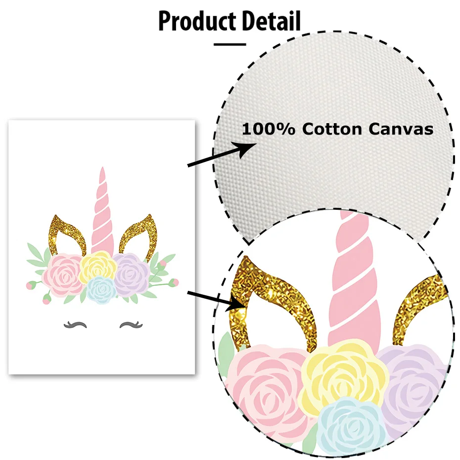 Мультяшный Розовый Единорог Милая Красивая Картина на холсте настенная живопись