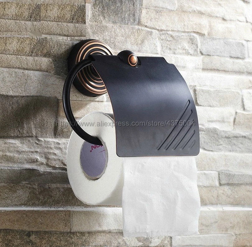 Черный латунный настенный держатель для туалетной бумаги с масляным покрытием